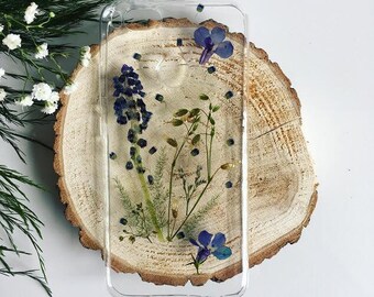 Pressed Flower Phone Case, Muscari Phone Case, Real Flower Case, iPhone X, iPhone 8, iPhone 7, Samsung Galaxy S8, Huawei P10, Huawei P9 lite