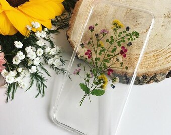 Colorful Bouquet Phone Case, Folk Bouquet Case, Floral Phone Case, Handmade Phone Case, Phone Case, Pressed Flower Phone Case, Phone Decor