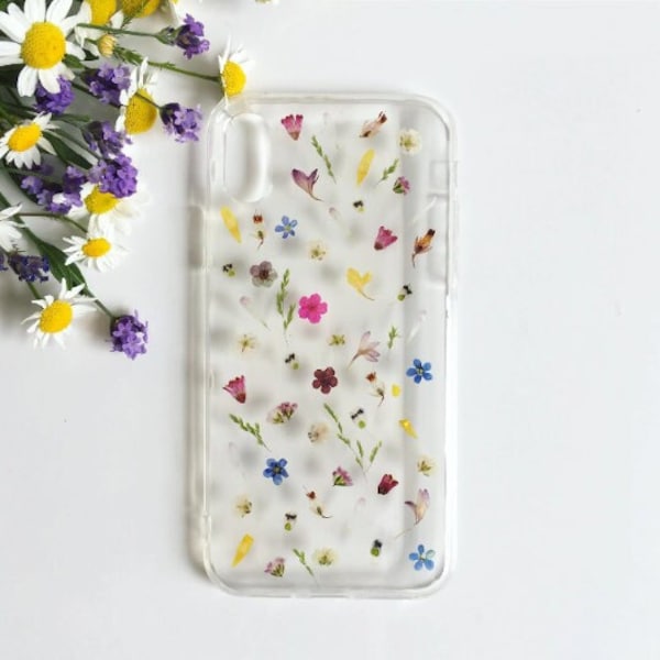 Flower Confetti Phone Case, Real Flowers case iPhone X SE 12 13 14 pro max mini for samsung s20 s21 s22 s23 plus case, pixel 5 7a pro case