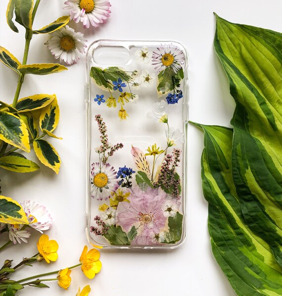 Tropical Morning Phone Case With Real Plants Pressed Flower Etsy