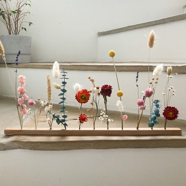Wooden flower line dried flower ikebana bar, dried flower wooden stand decoration for a living room, Flowergram