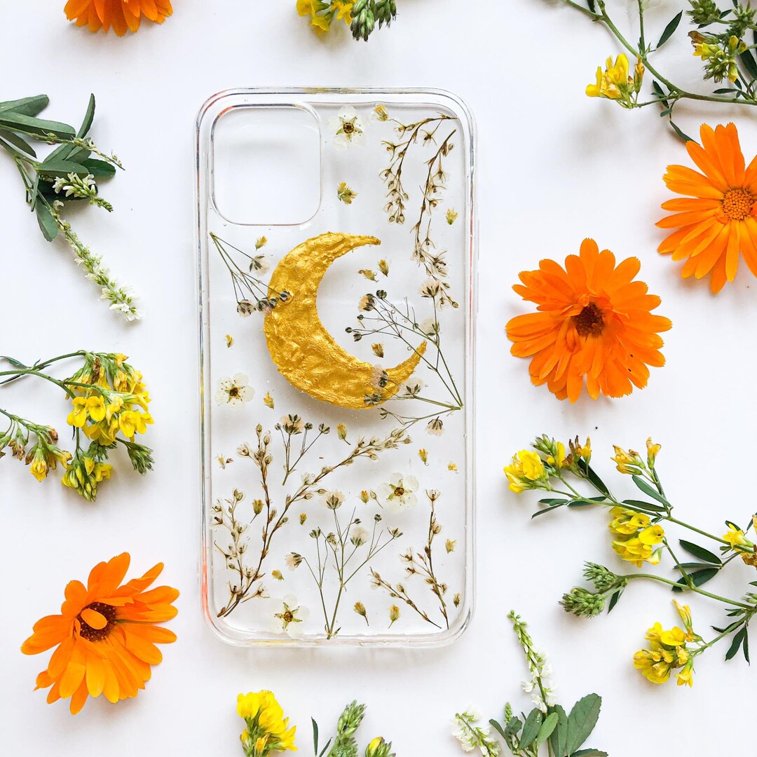 Buy Golden Moon Phone Case Pressed Flowers and Painted Phone Online in  India - Etsy