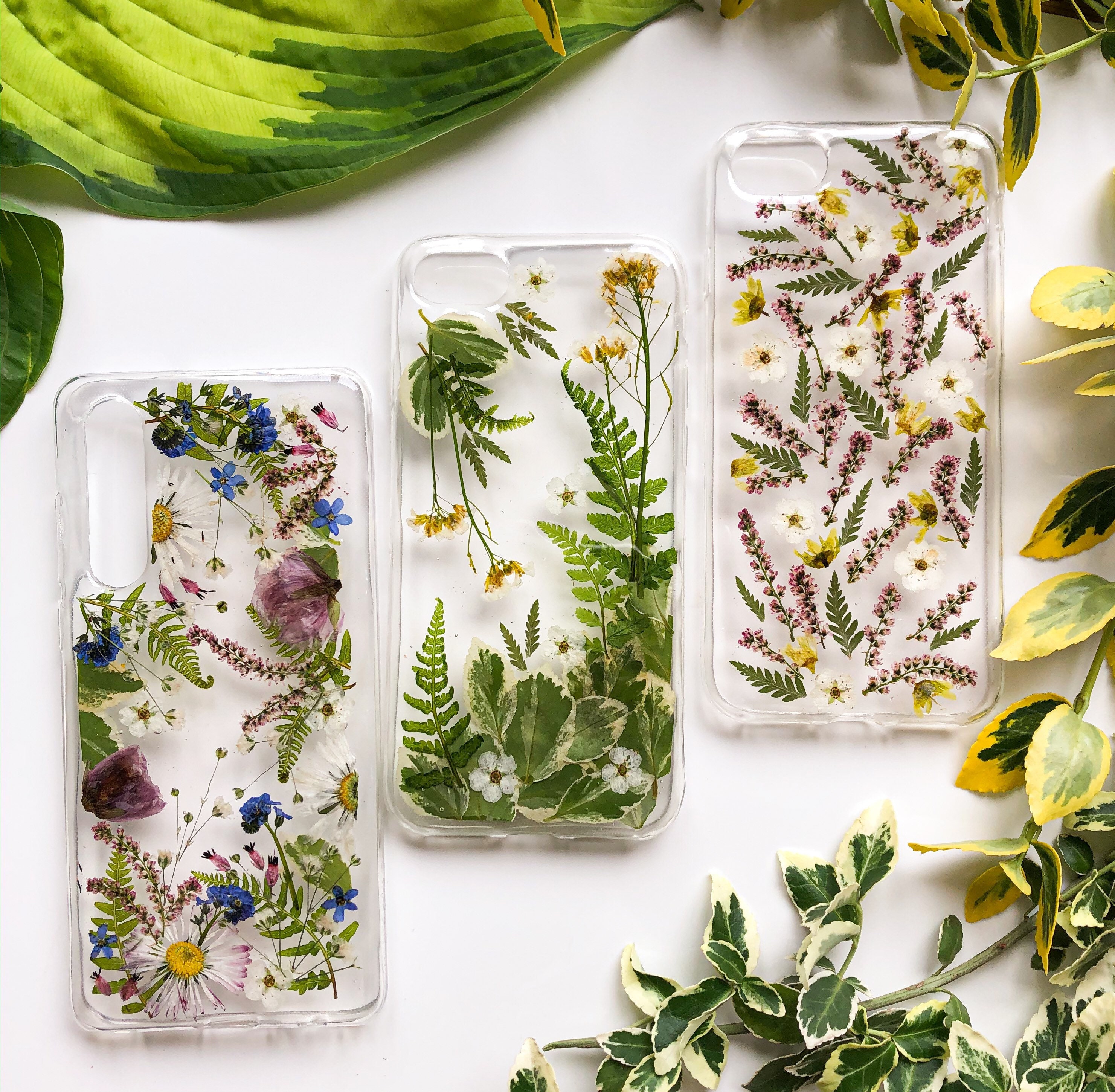 Fresh Green Phone Case Real Pressed Flower Phone Case Etsy