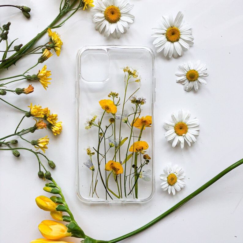 Yellow Field Phone Case Pressed Flower Phone Case Real Etsy