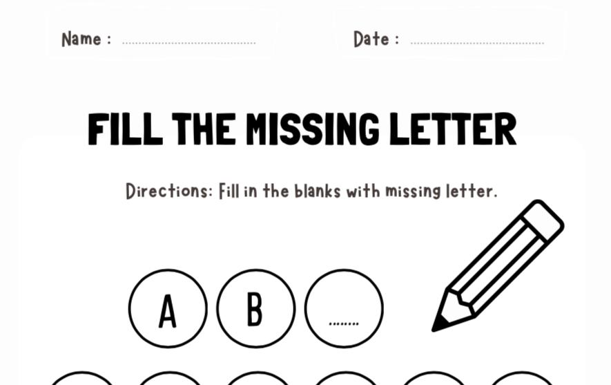 Fill in the Missing Letter, Alphabet Practice, Fill in the Blank ABC ...