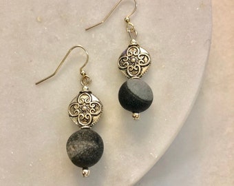 Black Agate Drop Earrings