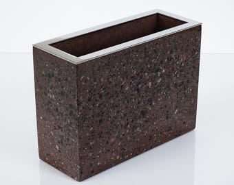 Jarrón de terrazo marrón hecho a mano / Decoración Art Déco moderna para el hogar