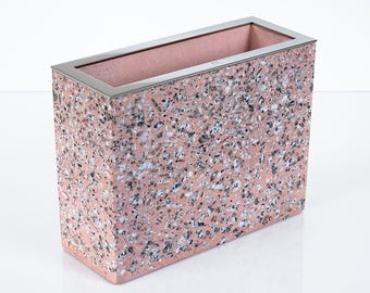 Jarrón de terrazo rosa hecho a mano / Decoración Art Déco moderna para el hogar