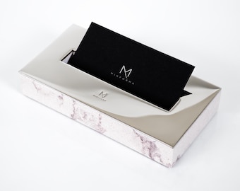 Tarjetero de escritorio, organizador de escritorio, decoración de mármol