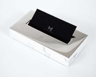 Tarjetero de escritorio, organizador de escritorio, decoración de mármol