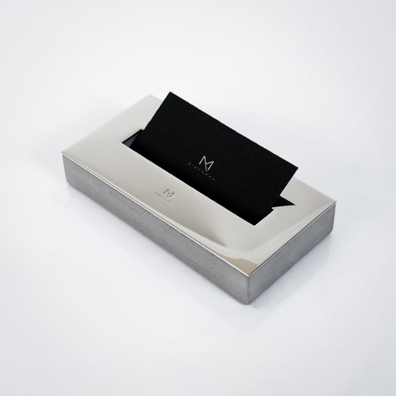 Desk Business Card Holder, Executive Gift, Personalized Corporate Gift, Concrete Accessory