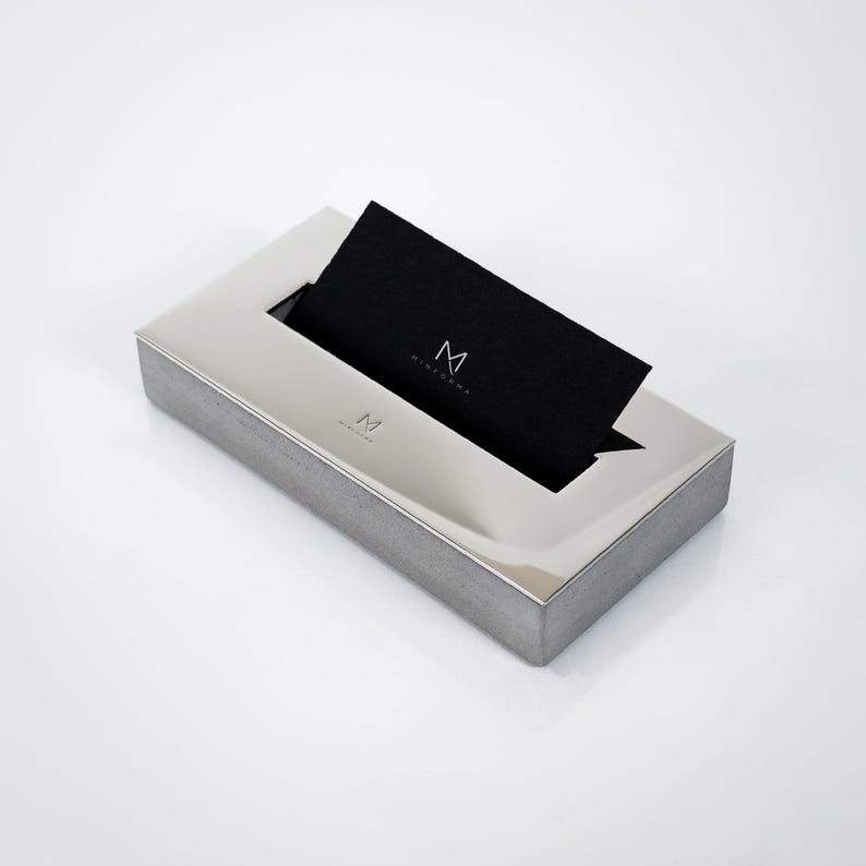 Desk Business Card Holder, Executive Gift, Personalized Corporate Gift, Concrete Accessory image 1