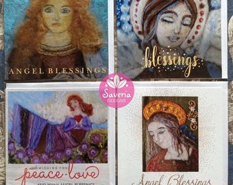 angel cards set, angel blessings, spiritual card, angel quote, catholic gift, inspirational words, grief card, guardian angel card, friends