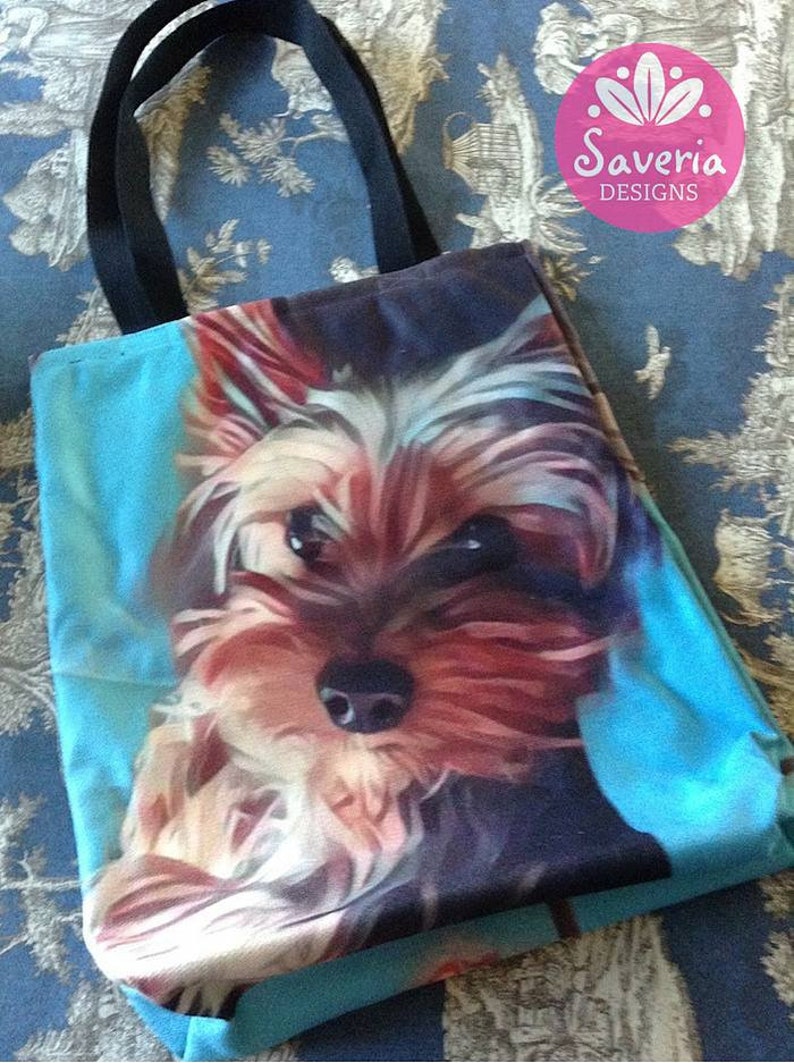 Yorkie Dog Art Canvas Tote Bag Yorkshire Terrier Purse Etsy