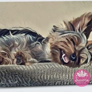 Smiling Yorkie art print 5x7 premium gold styled greeting card, yorkshire terrier, yorkie painting, dog lover gift, yorkie mom, friend card