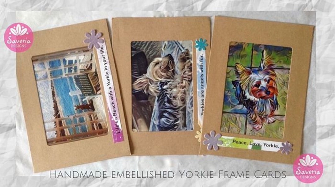 Yorkie Art Frame Card Set With Matching Envelopes Yorkshire Etsy
