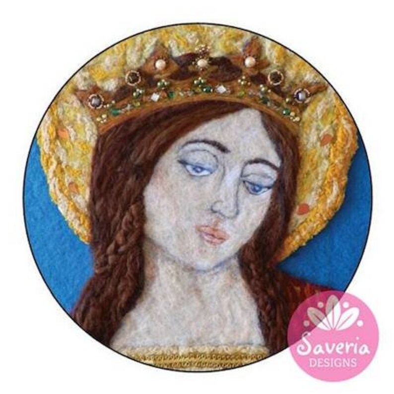 Virgin Mary madonna card religious greeting card catholic art gift sacred art spiritual angel artwork wool felt art guardian angel art