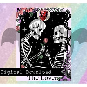Druckbare Tarot Karte ""The Lovers"" Kunstdruck