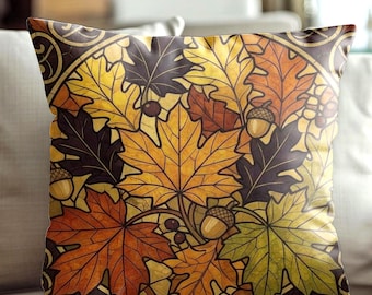 Fall Leaf Pillow Cover, Harvest Season Home Accent, Earth Tone Decor