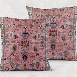 Woven Boho Throw Pillow With Insert, Iznik Pattern Pillow, Blue Ottoman Style Decor - Personalizable