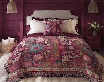 Manta de dormitorio con aspecto de alfombra caucásica desgastada, ropa de cama tejida acogedora, decoración shabby chic para el hogar, cubrecama decorativo para sofá, regalo de edredón de Oriente Medio