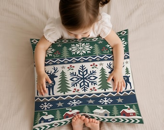 Nordic Christmas Pillow Cover, Woodland Animal Sofa Decor, Double Sided Print With Zipper