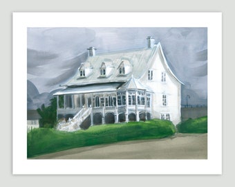 Grand Coastal House – Fine Art Print of Original Watercolour Painting