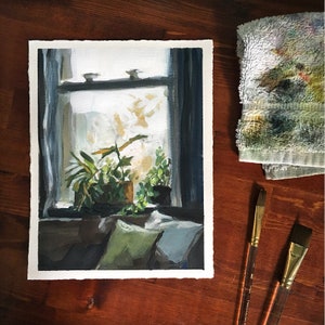 House Plants Art Print Plants on the Windowsill Fine Art Print of Original Painting image 4
