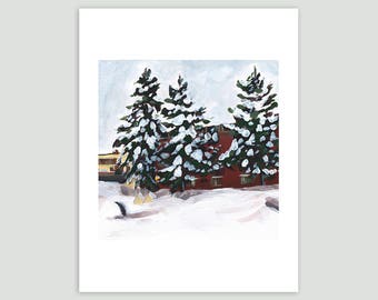 Winter Landscape Print - Evergreens Under Fresh Snow