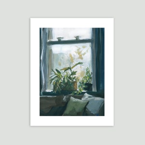 House Plants Art Print Plants on the Windowsill Fine Art Print of Original Painting image 1