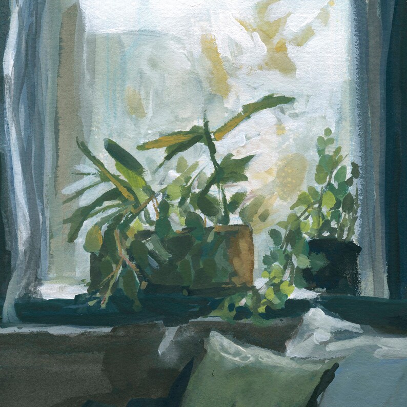 House Plants Art Print Plants on the Windowsill Fine Art Print of Original Painting image 2
