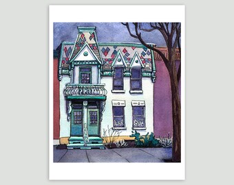 Montreal house on a rainy day – Fine Art Print of Original Watercolour Painting