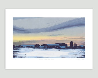 Landscape Screenprint - Dusk Farm – Between Cities Series