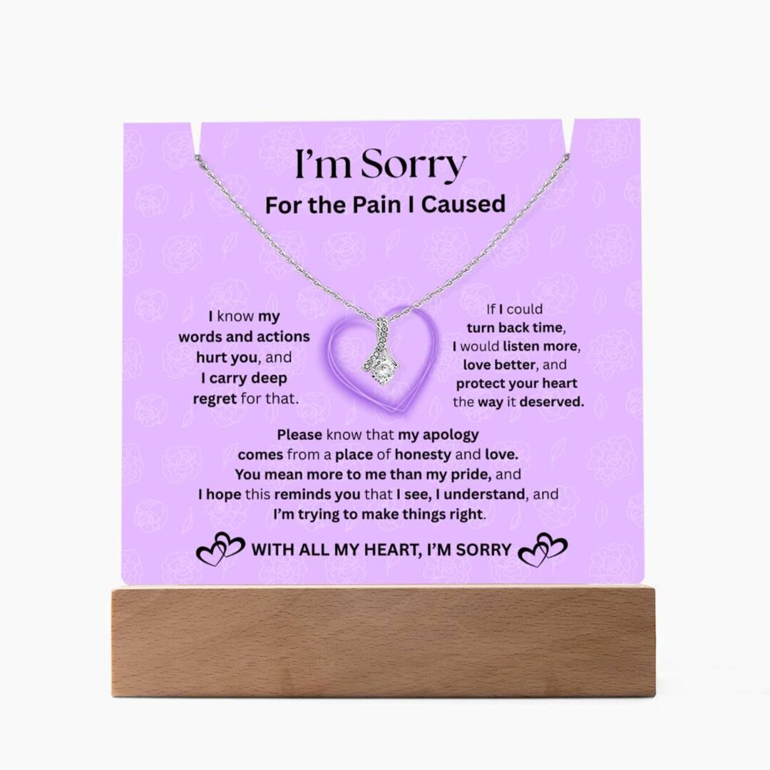 I'm Sorry Necklace Set, LED Acrylic Display, Cubic Zirconia Pendant ...