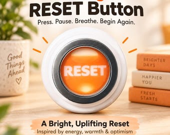 Orange RESET Button, Light Up Desk Button, Positive Mindset Gift, Fun Stress Relief Gift, Office Gift, Encouragement Gift. Bonus TY Gift