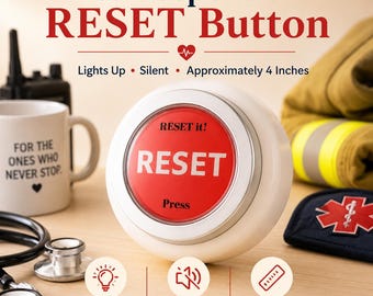First Responder Support Reset Button, Self Care, Work, Home, Medical, Uniformed Professionals, Firefighter, Police, Military, Bonus TY Gift