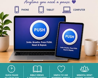 PUSH it! App Interactive, Pray Gratitude Goals Journal, Christian Digital Download, 22-Page Faith Based Devotional, Bible Verse Prayer Guide