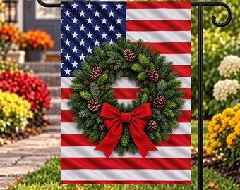 American Flag Wreath Garden Banner, National Wreath Day