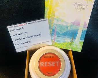 Life's POSITIVITY GIFT! RESET Button Empowerment Encouragement Support Positive Thinking of You Self Care Love Gift Idea Box Care Package