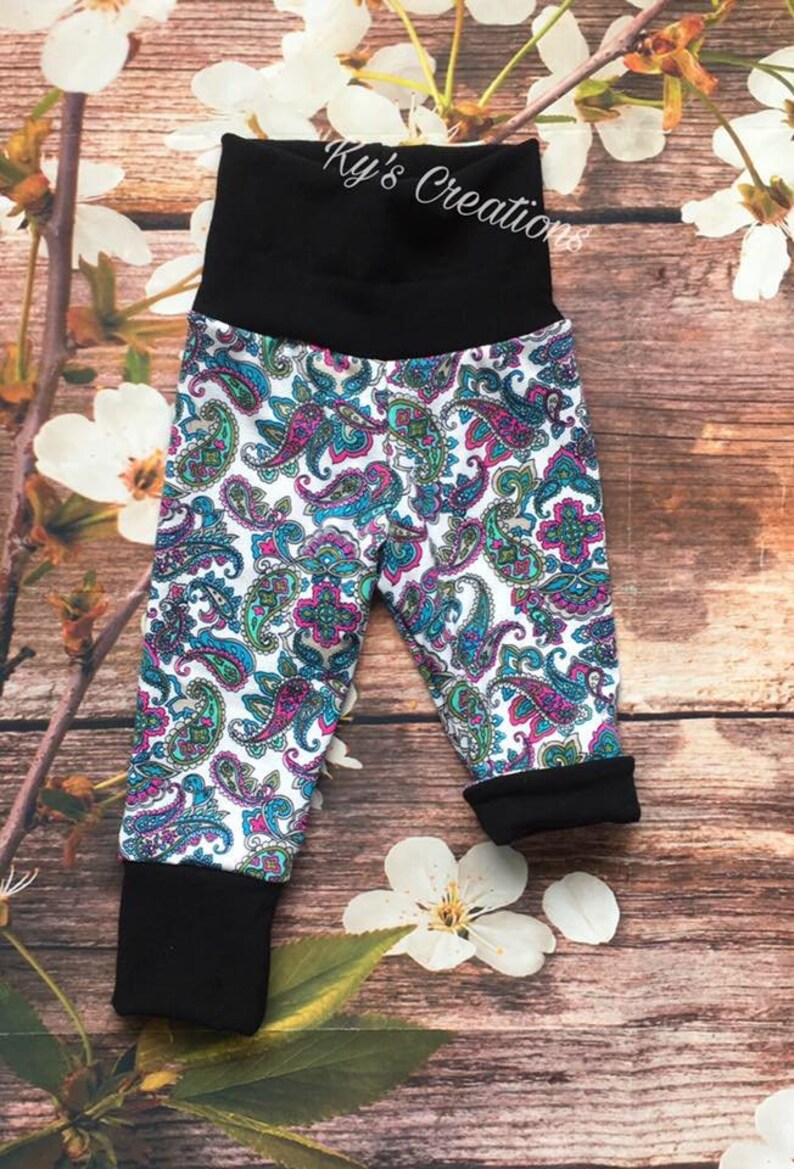 Paisley Grow with me pants for infants and toddlers; handmade pants; baby shower gifts; grow pants; long lasting children/'s clothes