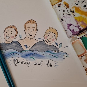 A5 Custom Watercolour Portrait / Couple Family Painting / First Christmas / New Parents Personalised Gift