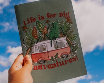 Campervan travel notebook / Blank notepad for travel notes, present for adventure couple, gift for camper, explorer, nature lover, retro