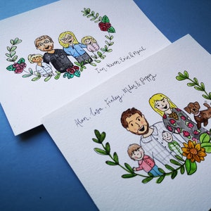 A5 Custom Watercolour Portrait / Couple Family Painting / First Christmas / New Parents Personalised Gift image 5