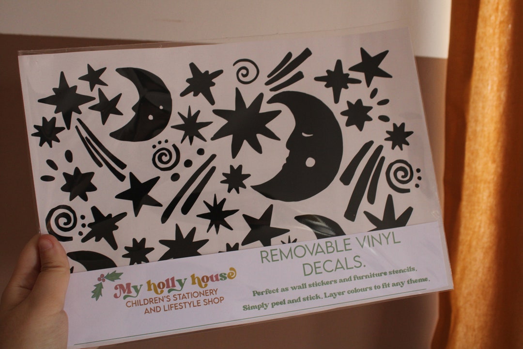 Moon and Stars Wall Decals, Scandi Nursery Decor - Etsy
