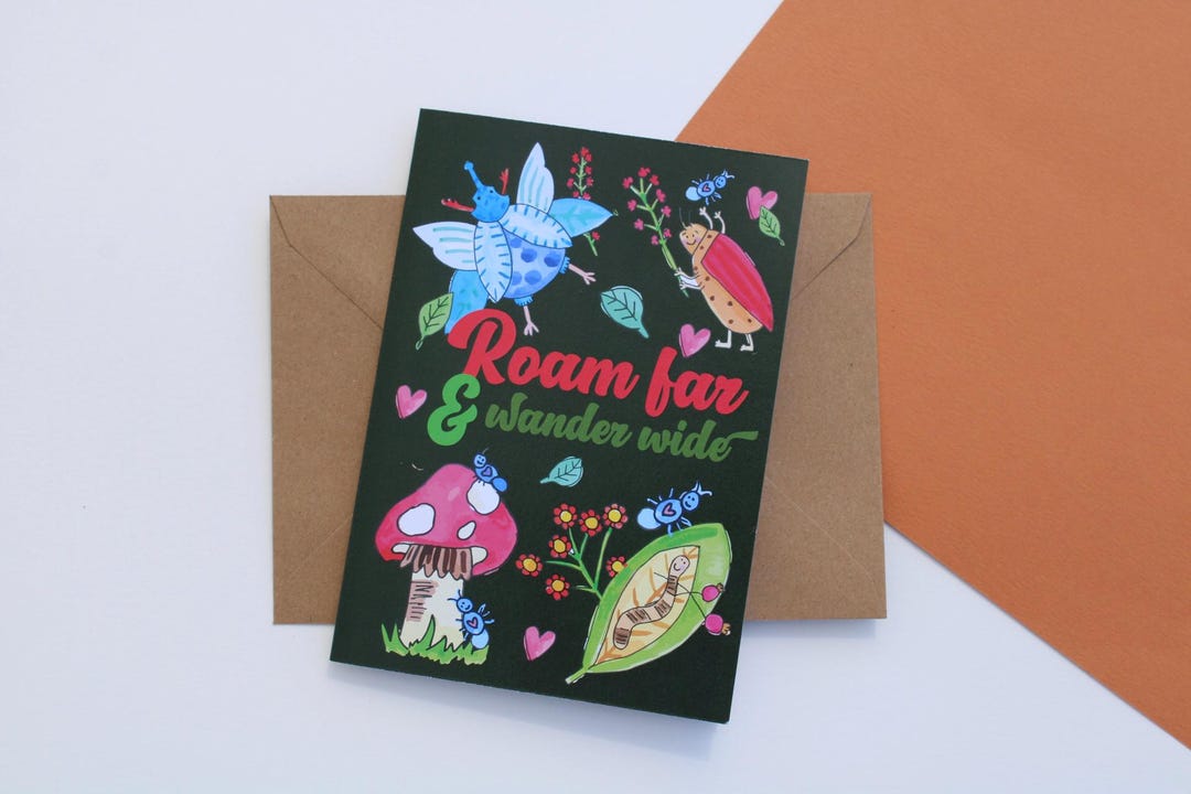 Insect Greeting Card/ Blank Bug Card for Nature Lovers, Illustrated ...