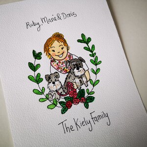 A5 Custom Watercolour Portrait / Couple Family Painting / First Christmas / New Parents Personalised Gift image 9