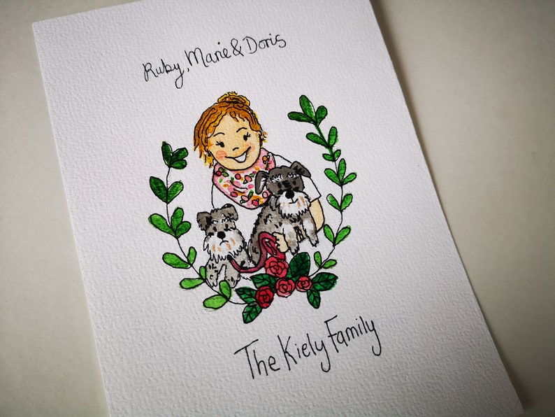 A5 Custom Watercolour Portrait / Couple Family Painting / First Christmas / New Parents Personalised Gift image 9