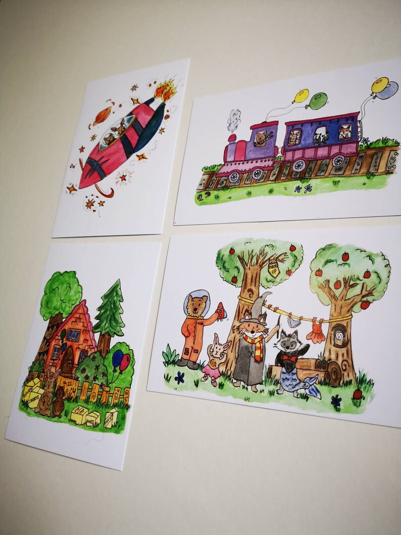 Woodland animal notecard set Storybook Scrapbook fairytale child gift