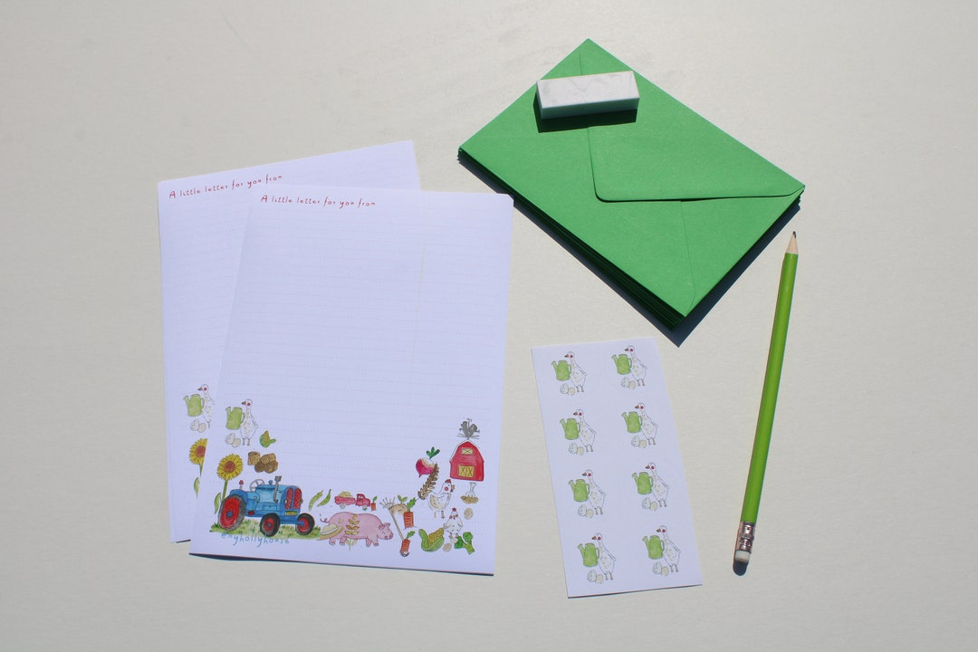 Farm Writing Set for Child/ Cute Barn Pen Pal Kit, Whimsical