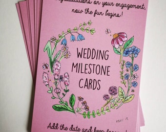 Engagement milestone cards / Bride to be gift / funny Bridal shower gift / Photo prop keepsake / Christmas engagement/ New Year Bride